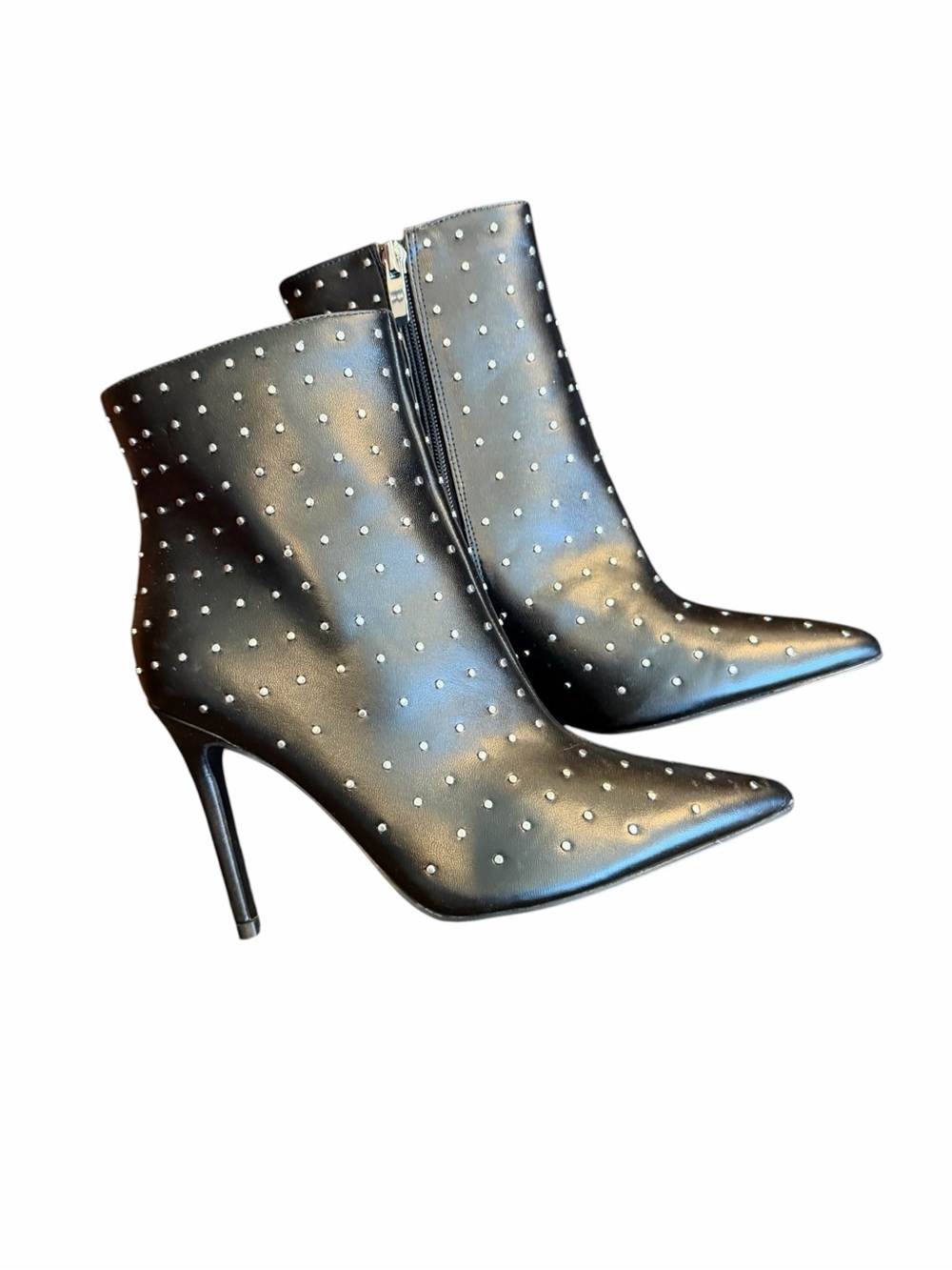NWT Nine West Black Studded High Heel Boots Size 6 1/2